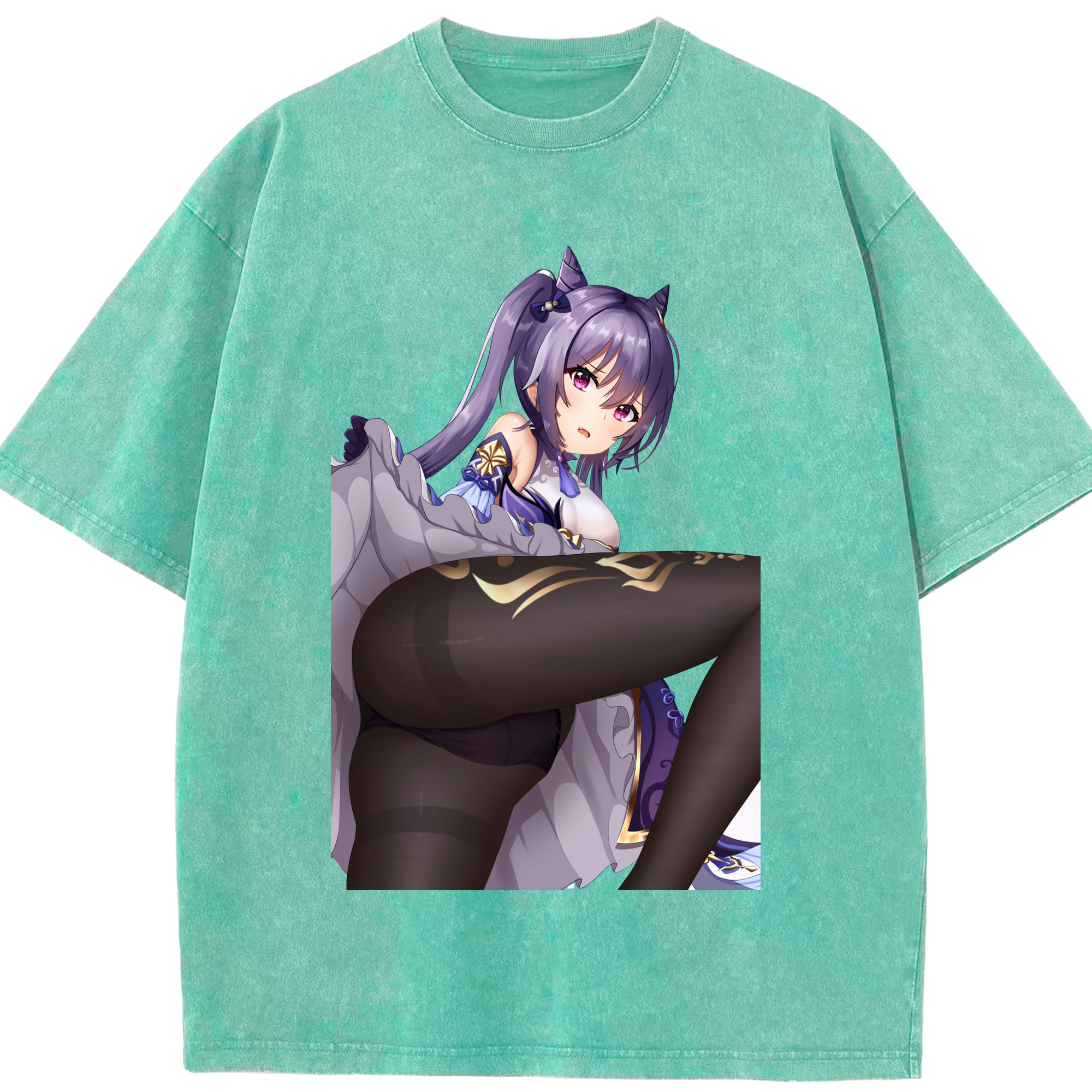 げんし神 刻晴 こくせい genshin Kokusei 綿100% ヴィンテージ風 半袖Tシャツ（フロントプリント）